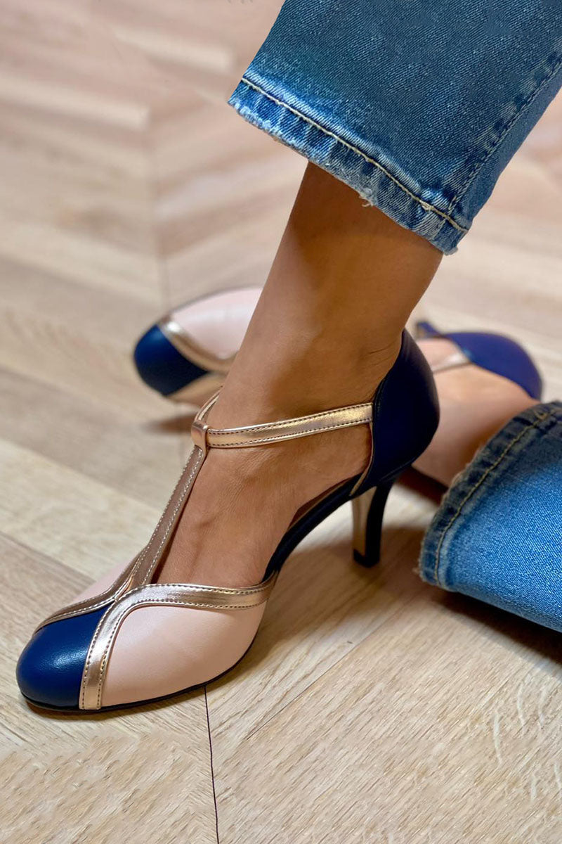 Alessia™ | Πολύχρωμες και άνετες T-Strap γόβες με στρογγυλή μύτη