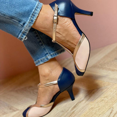 Alessia™ | Πολύχρωμες και άνετες T-Strap γόβες με στρογγυλή μύτη