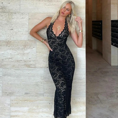 Μαύρο Φόρεμα Δαντέλας